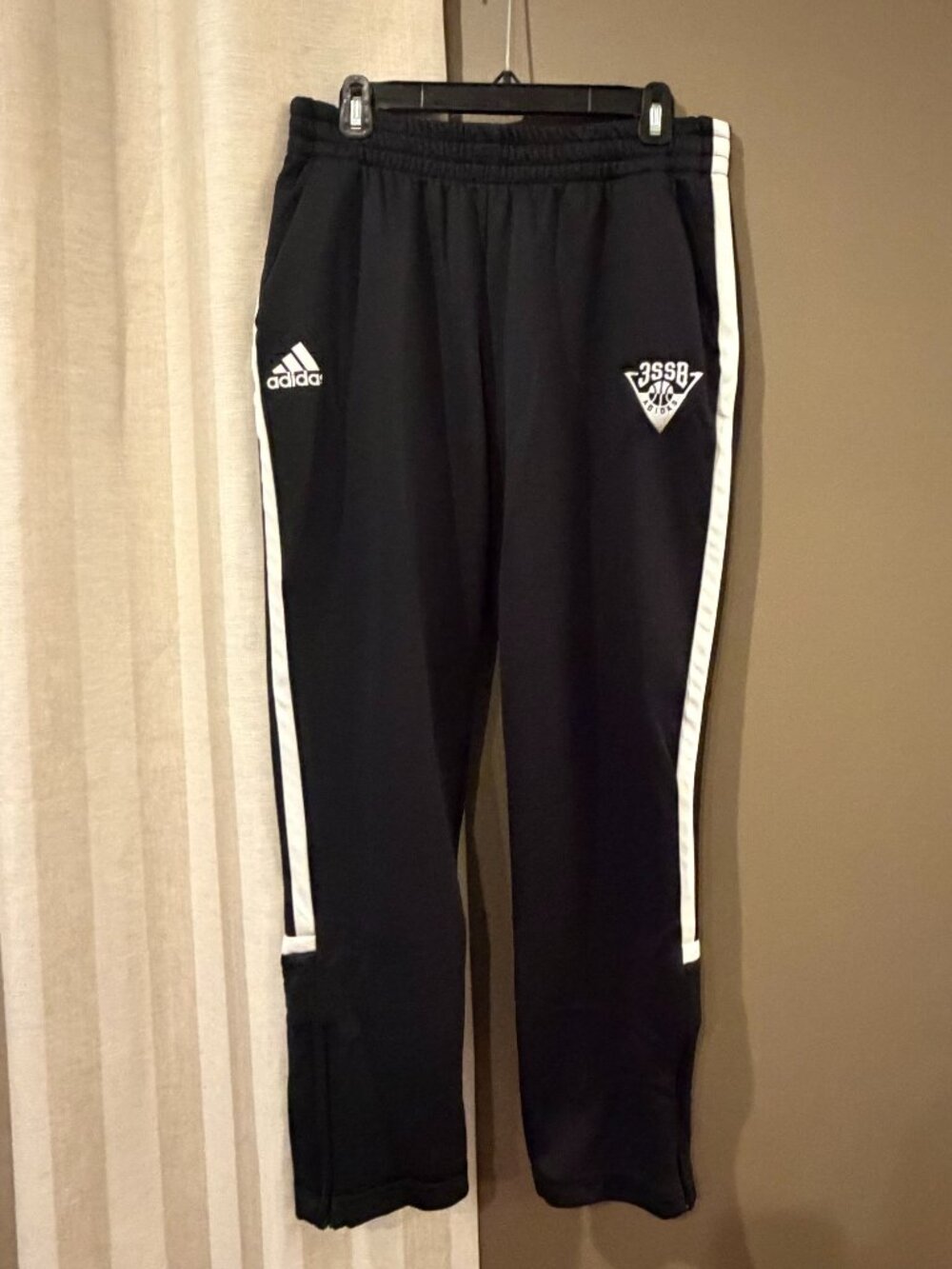 Adidas 3SSB Women's Black Basketball Track 3 Stripes Warm Up Pants, Size Large